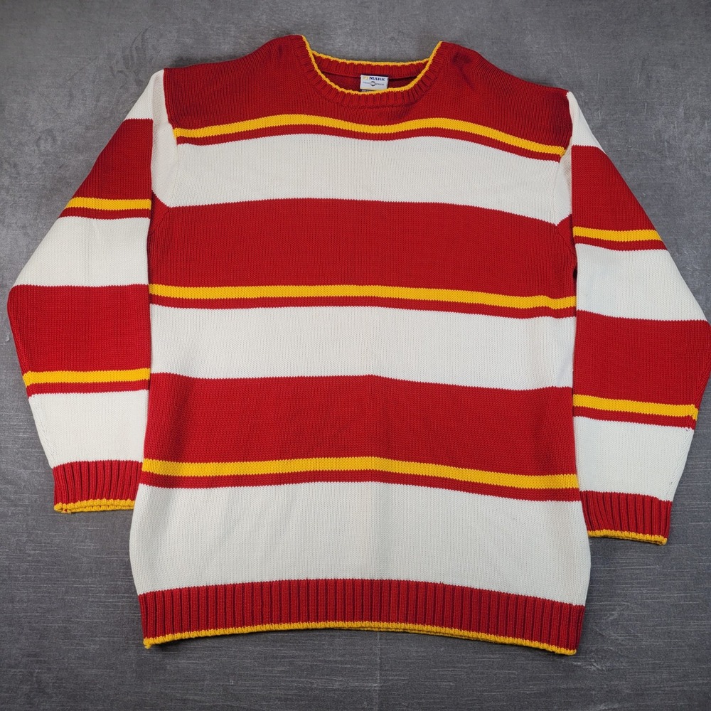 PJ Mark Vintage 90s Striped Sweater Mens XXL Red White Classic Athletic Knit